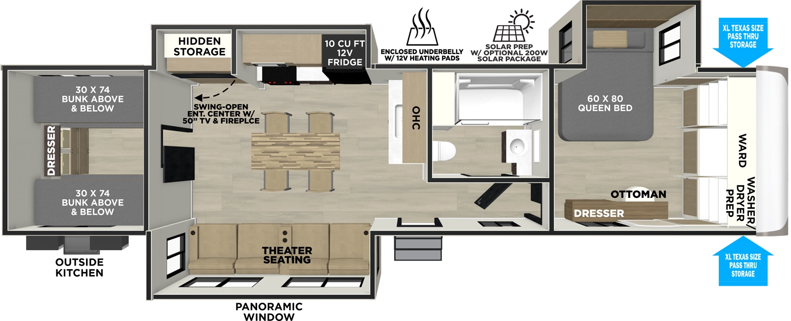 Heritage Glen Travel Trailers 301FAM Floorplan